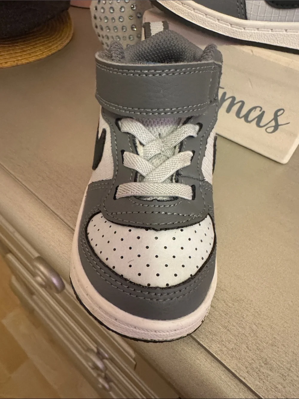 Nike Kids Grey, White & Black High-Top Sneakers